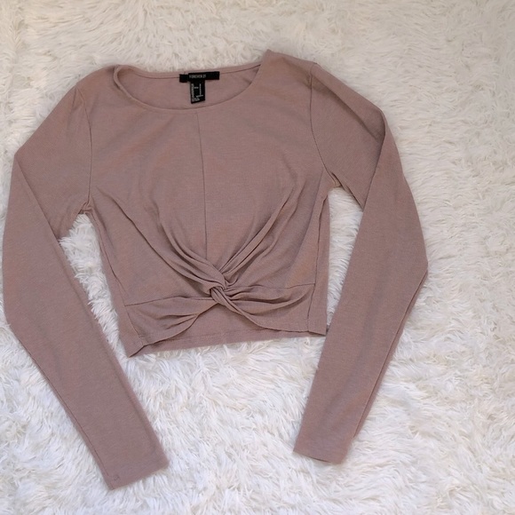 Forever21 Blush Active Twist-Front Long Sleeve Crop Top - Picture 4 of 6